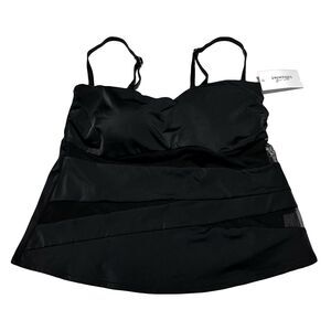 Swimsuits for All Women's Mesh Bandeau Tankini Top Black Size 20 NWT